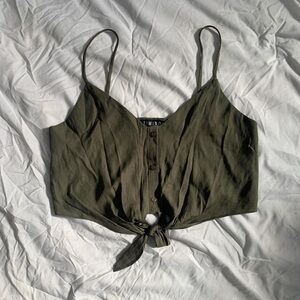 TIMING Olive Tie-Front Cami Top